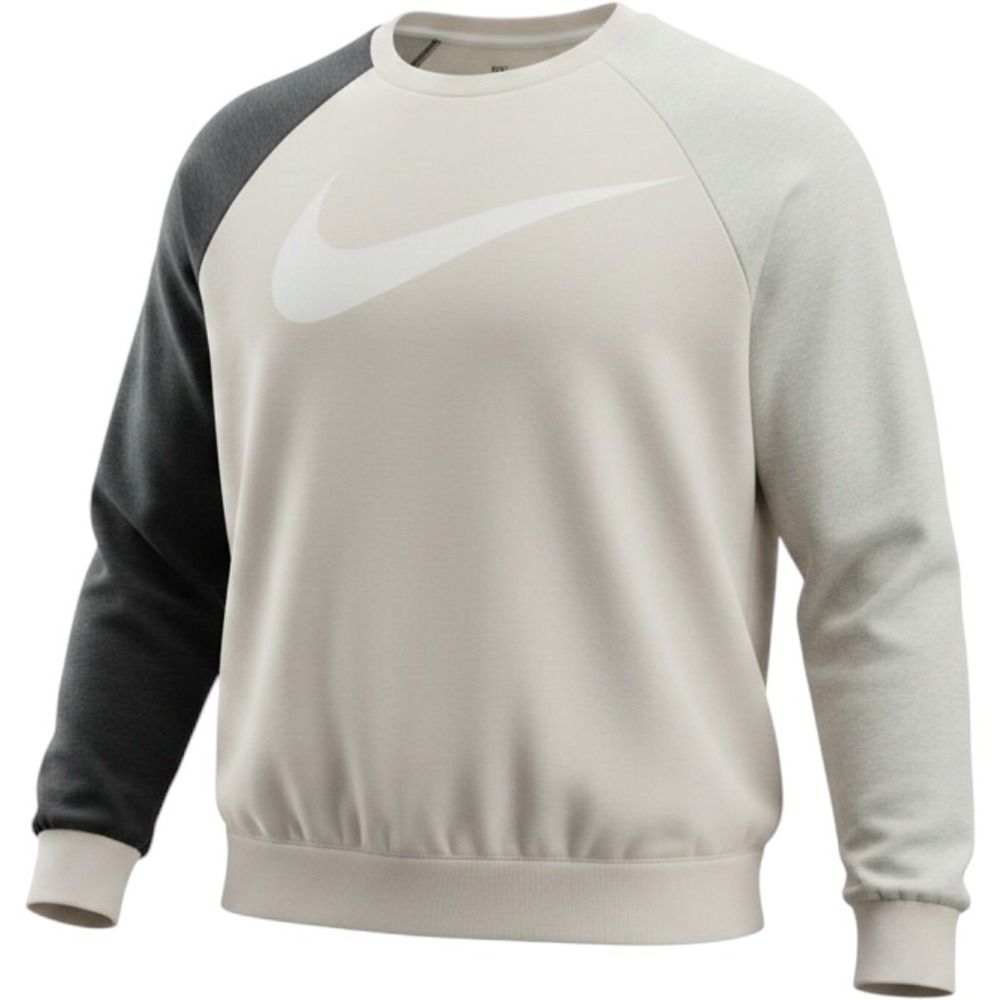 Nike Dri-FIT Sweatshirt Men L Grey Cream Good Colorblock Swoosh Raglan